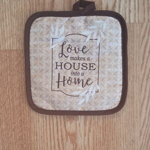 Brown and Cream "Love Makes A House A Home" Pot Holders - Set Of 4